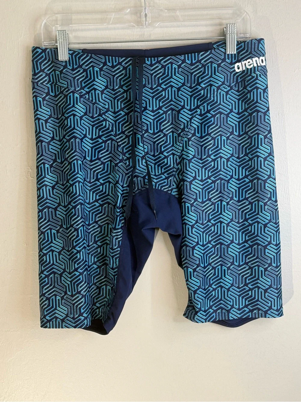ARENA Men’s Blue Geometric MAXLIFE KIKKO JAMMER Competative Swimwear Size 40